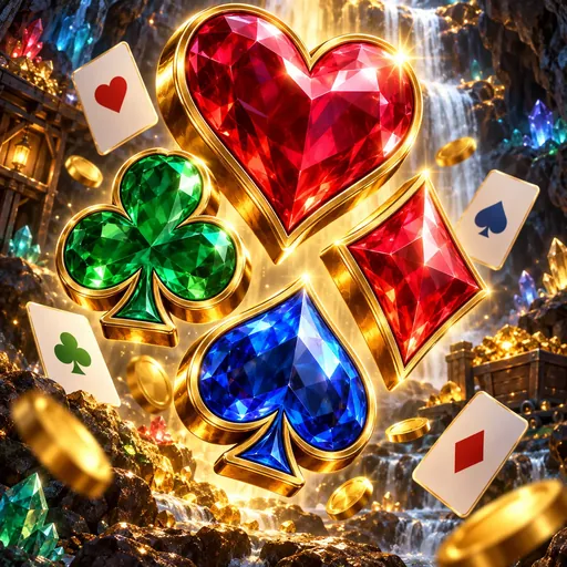 Bonanza Falls pokie cover with playing-card and gem symbols