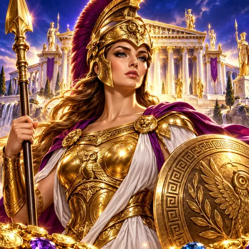 Almighty Athena Empire pokie cover with Greek gods and gold
