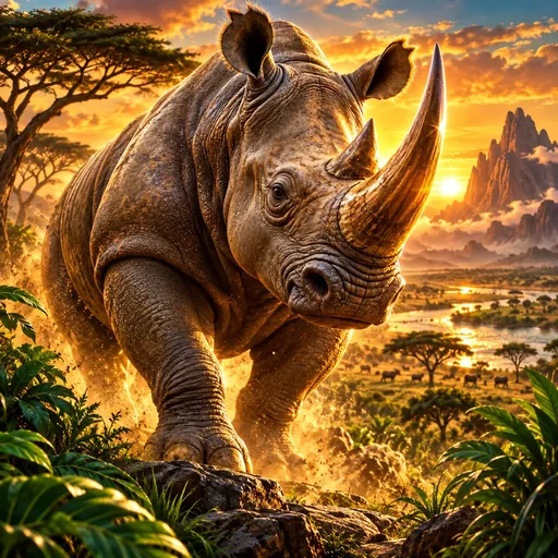 Great Rhino pokie cover art from Pragmatic Play, showing the safari-themed reel set
