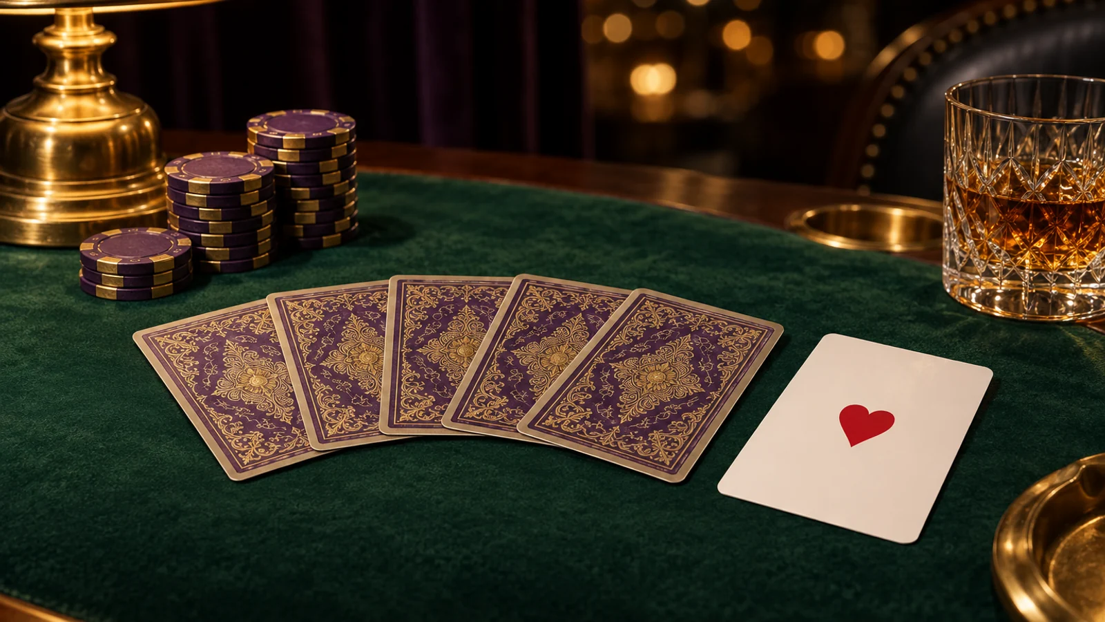 Card table set for a themed casino tour